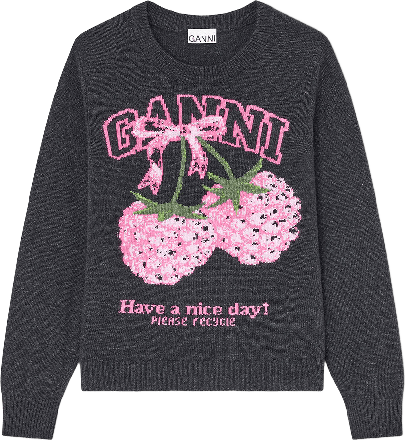 Graphic Wool Sweater, från GANNI, i färgen Phantom.