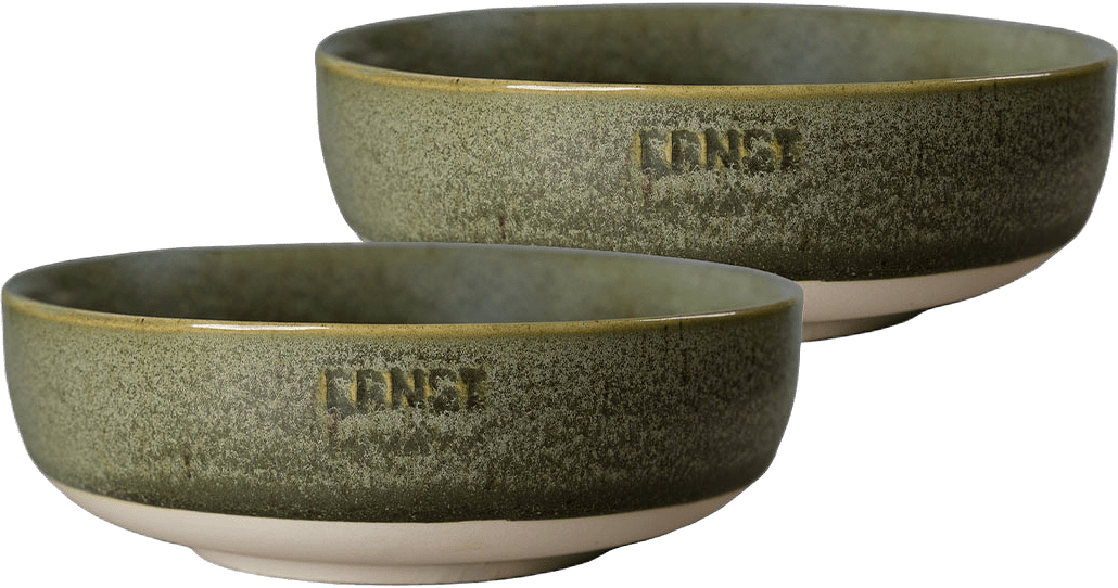Skål stengods, från ERNST, i färgen Grön/Natur.