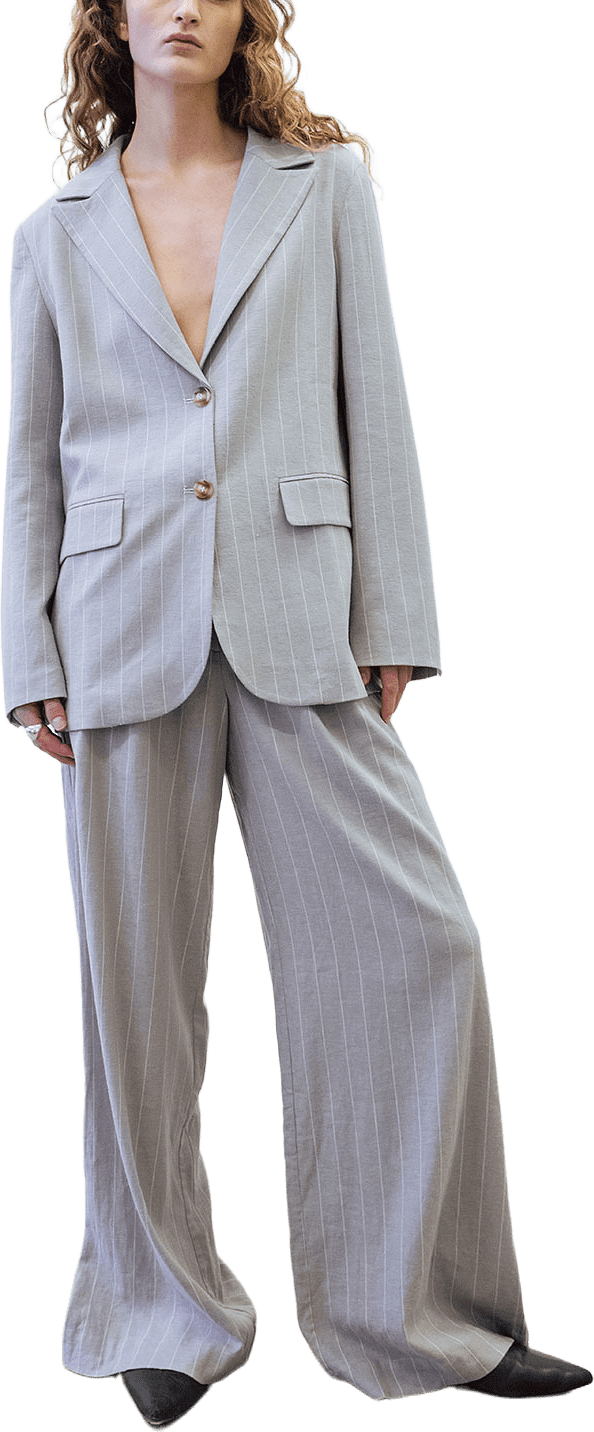 Dreamy Pants Linen, från A Part Of The Art, i färgen Grey With White Stripe.