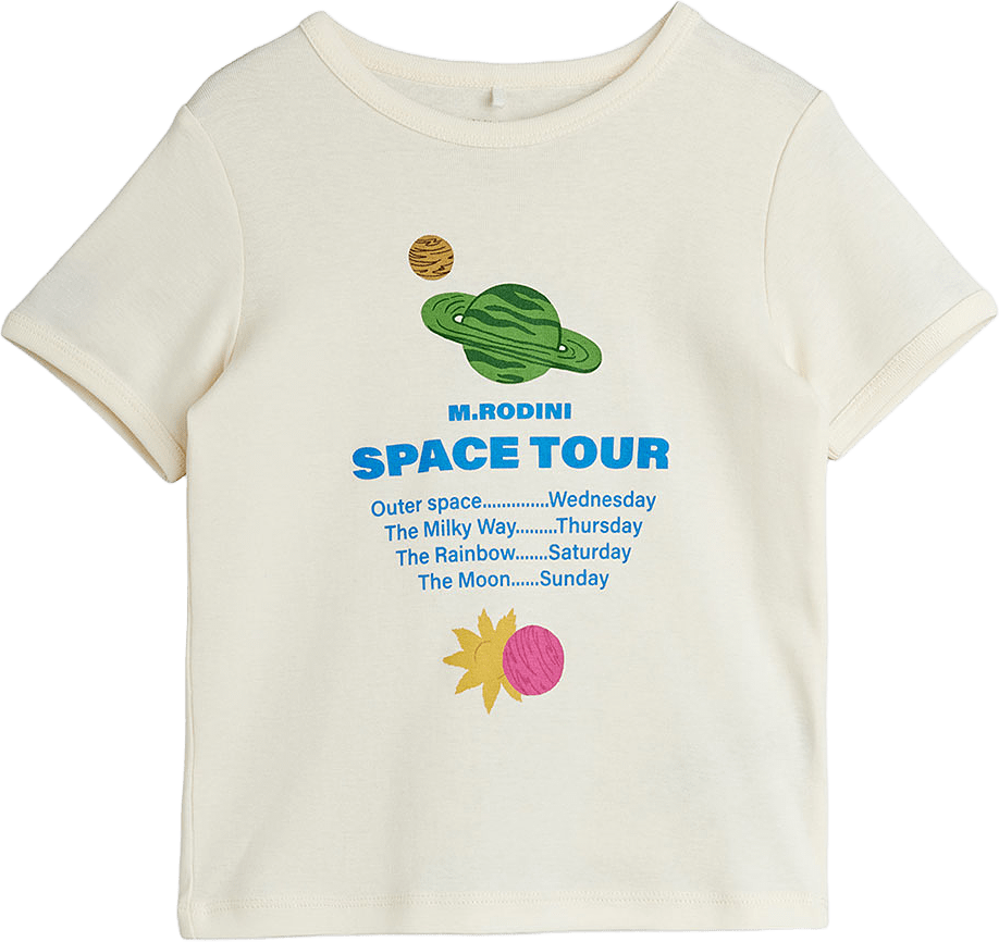 Space Tour T-Shirt, från Mini Rodini, i färgen Off-white.
