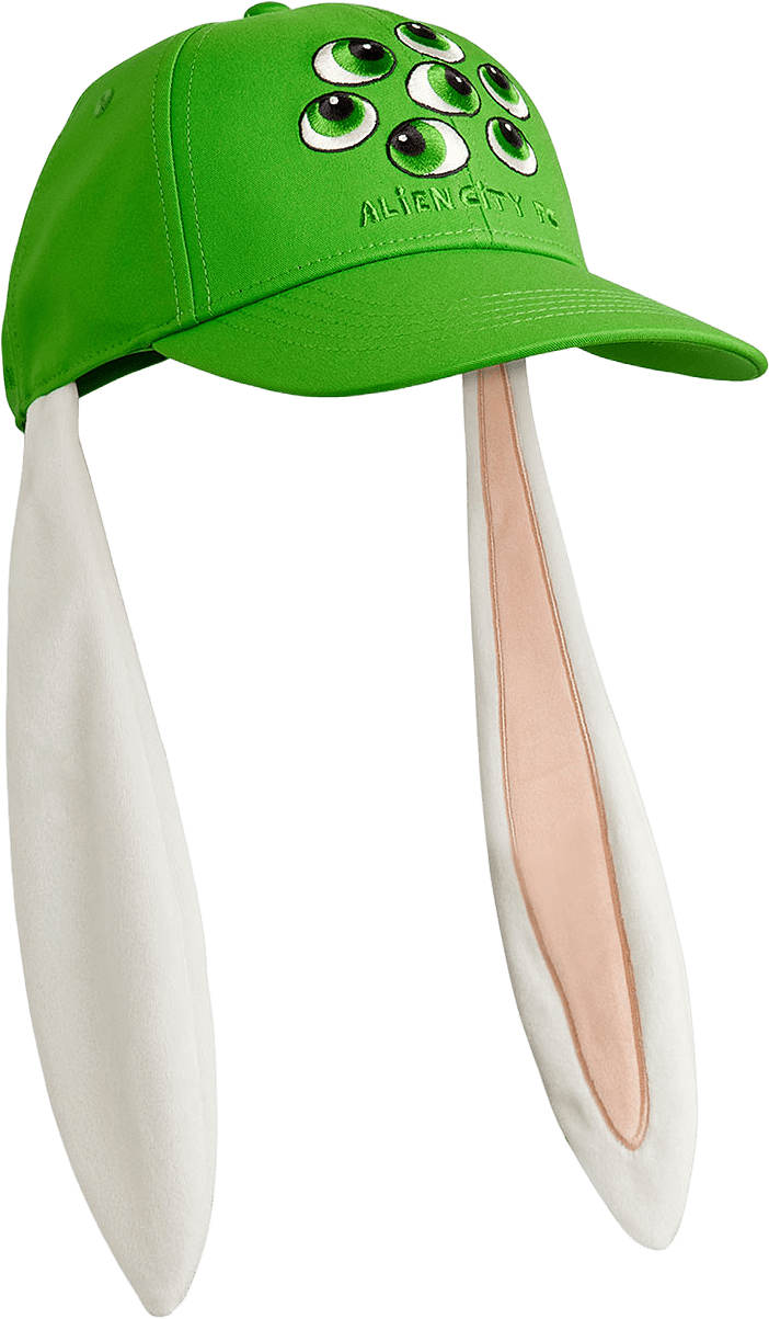 Alien Rabbit Ear Keps, från Mini Rodini, i färgen Green.