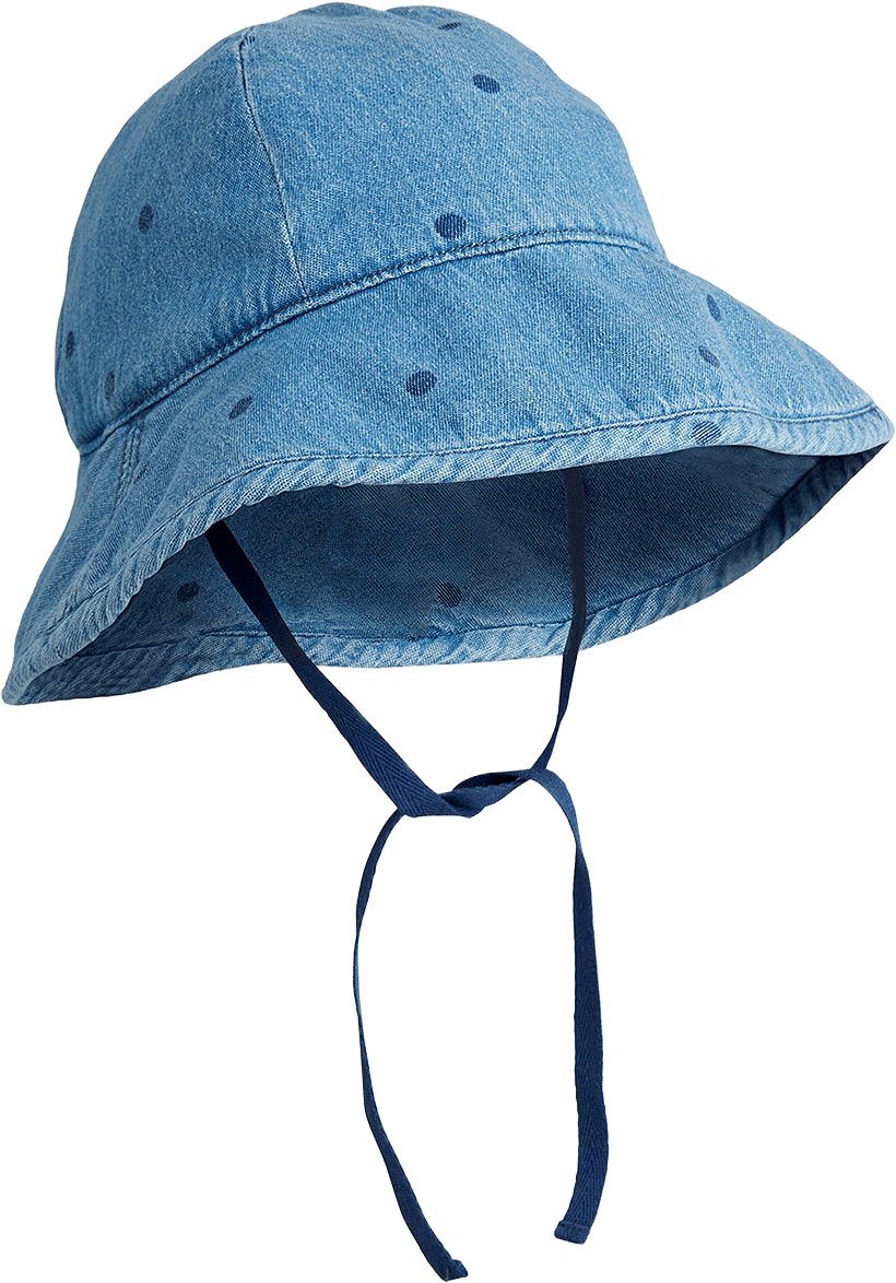 Prickig Denim Solhatt, från Mini Rodini, i färgen Blue.