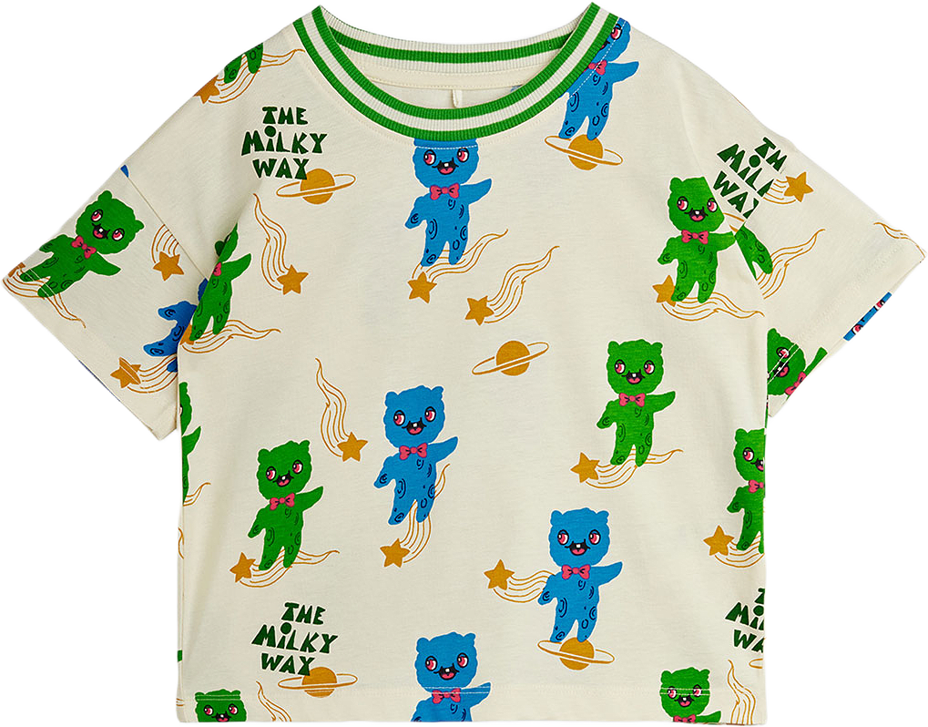 Aliens Print T-Shirt, från Mini Rodini, i färgen Off-white.