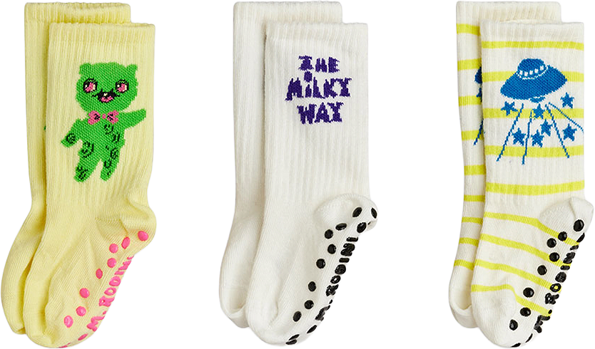 Milky Way 3-Pack Anti-Slip Strumpor, från Mini Rodini, i färgen Multi.