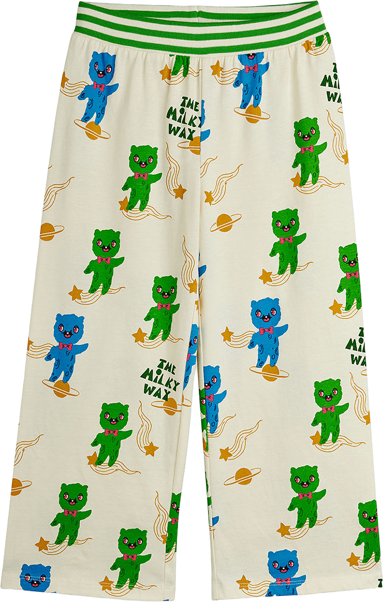 Aliens Print Byxor, från Mini Rodini, i färgen Off-white.