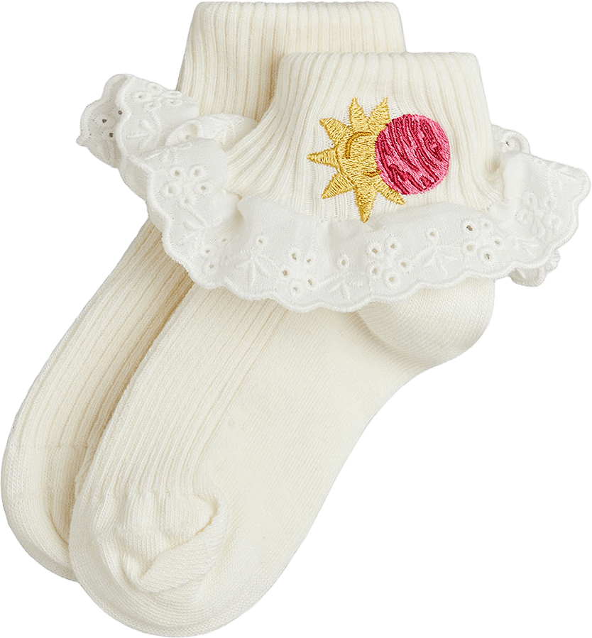 Space Lace 1-Pack Strumpor, från Mini Rodini, i färgen Off-white.