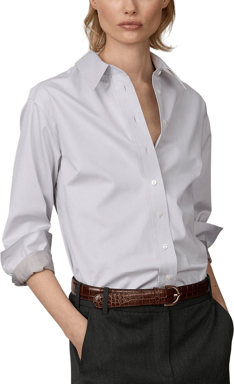 Skjorta Piper Cotton Crest Sateen, från The Shirt Factory, i färgen Sandstone.