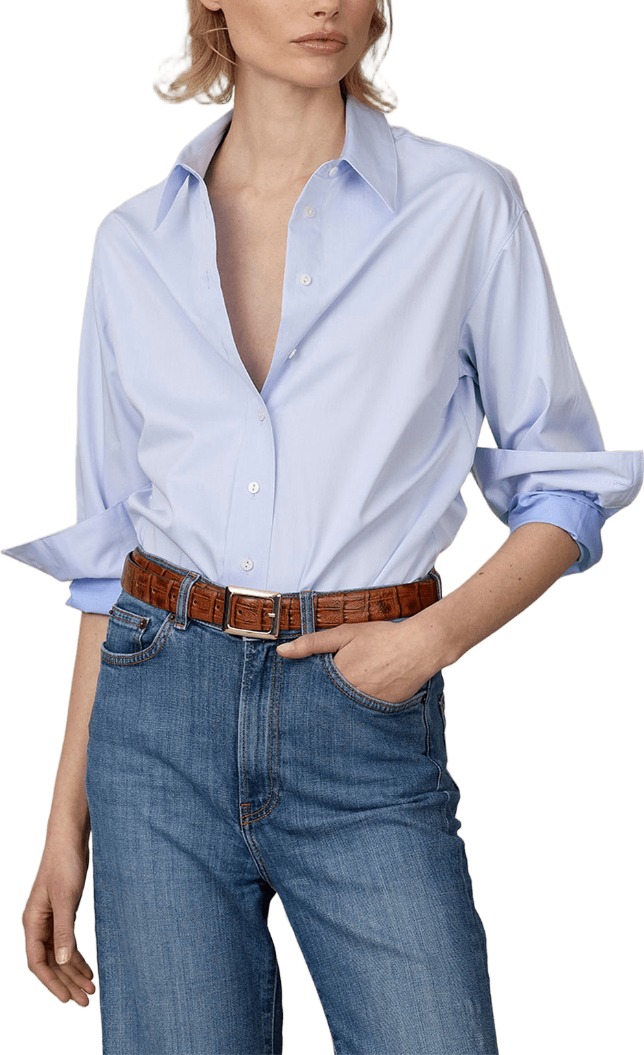 Skjorta Piper Cotton Crest Sateen, från The Shirt Factory, i färgen Lt.blue.