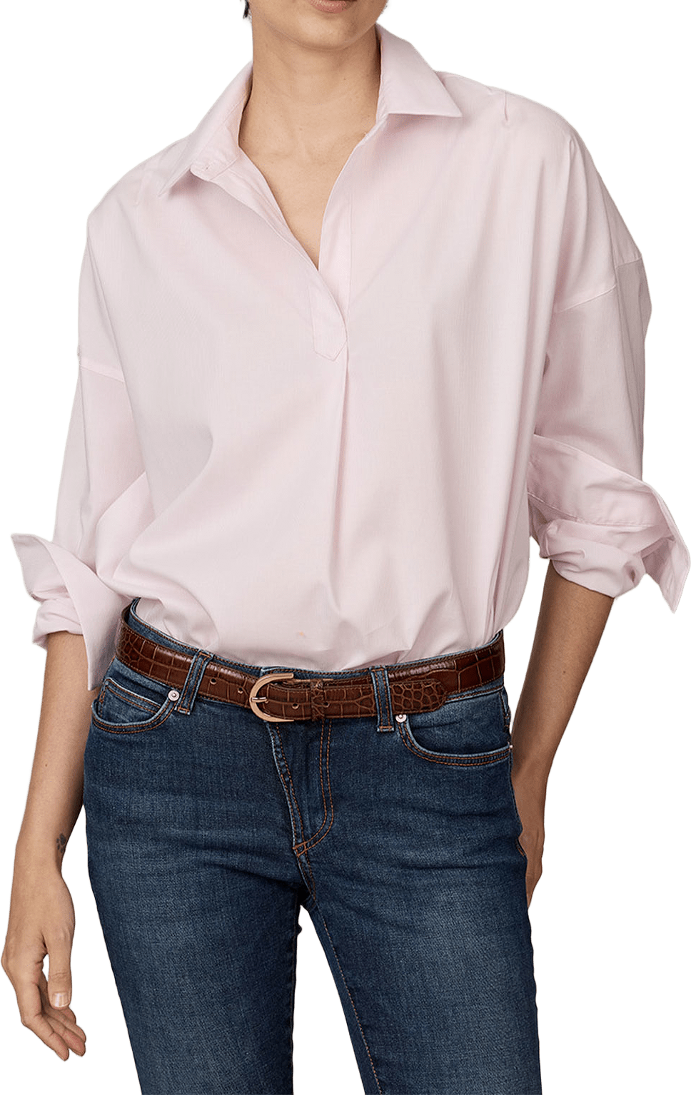 Skjorta Mia Oxford Stripe, från The Shirt Factory, i färgen Lt.pink.