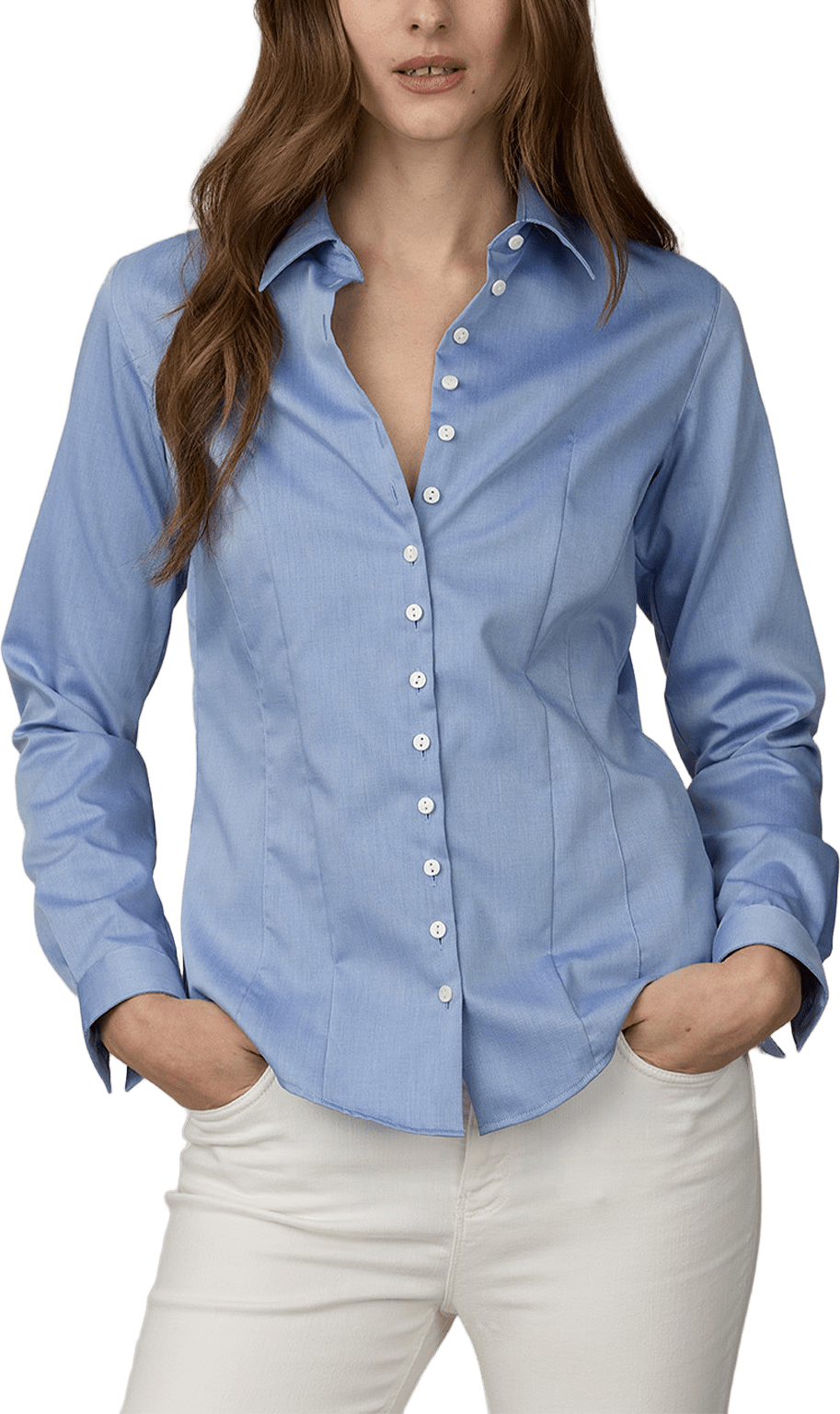 Skjorta Moa Hudson Twill, från The Shirt Factory, i färgen Blue.