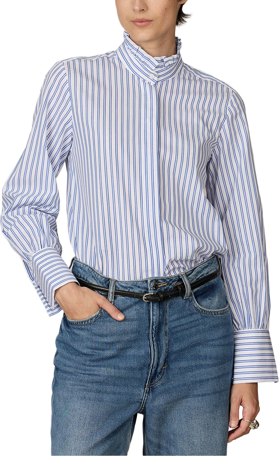 Skjorta Teresa Sapphire Ruffle, från The Shirt Factory, i färgen Blue.