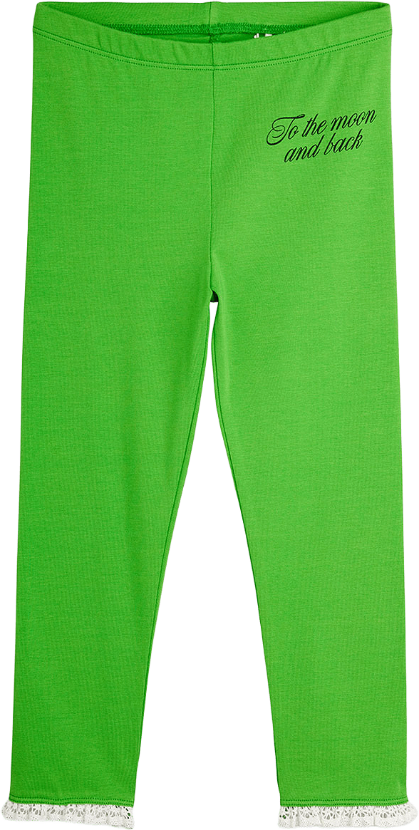 To the Moon Frill Leggings, från Mini Rodini, i färgen Green.