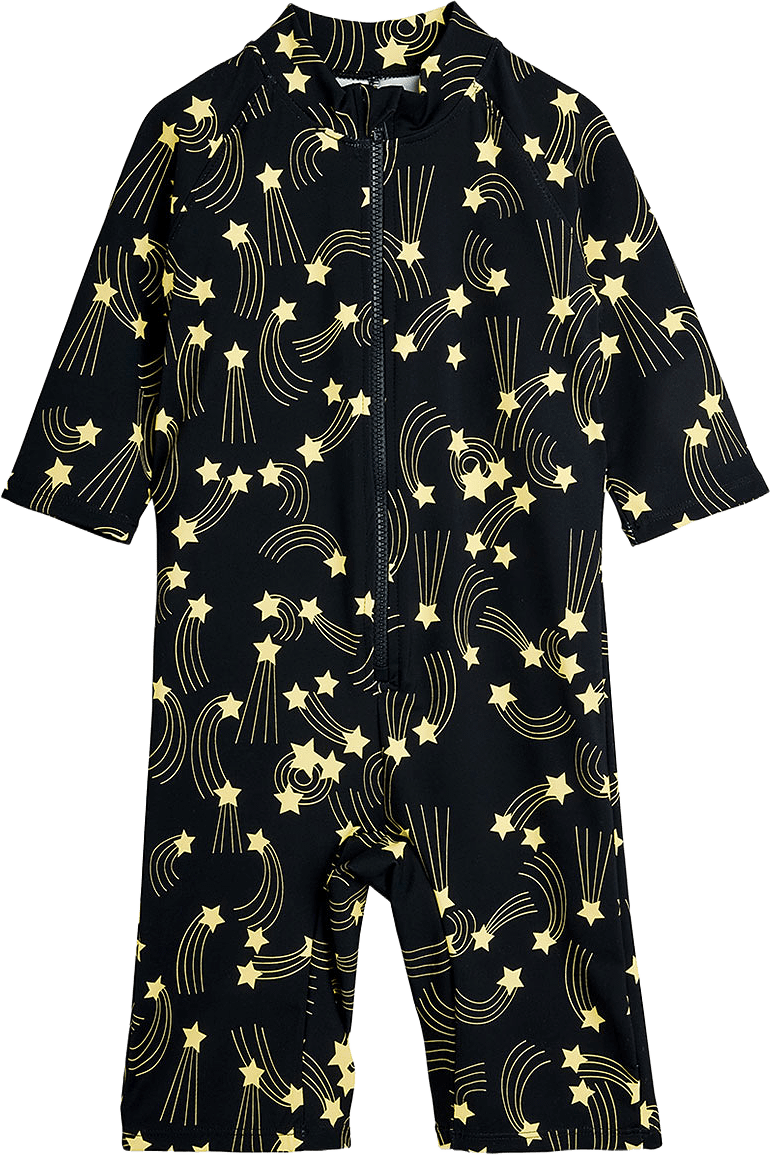 Starfall Long Sleeve UV Suit, från Mini Rodini, i färgen Black.