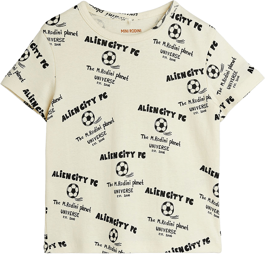 Alien City FC Print T-Shirt, från Mini Rodini, i färgen White.