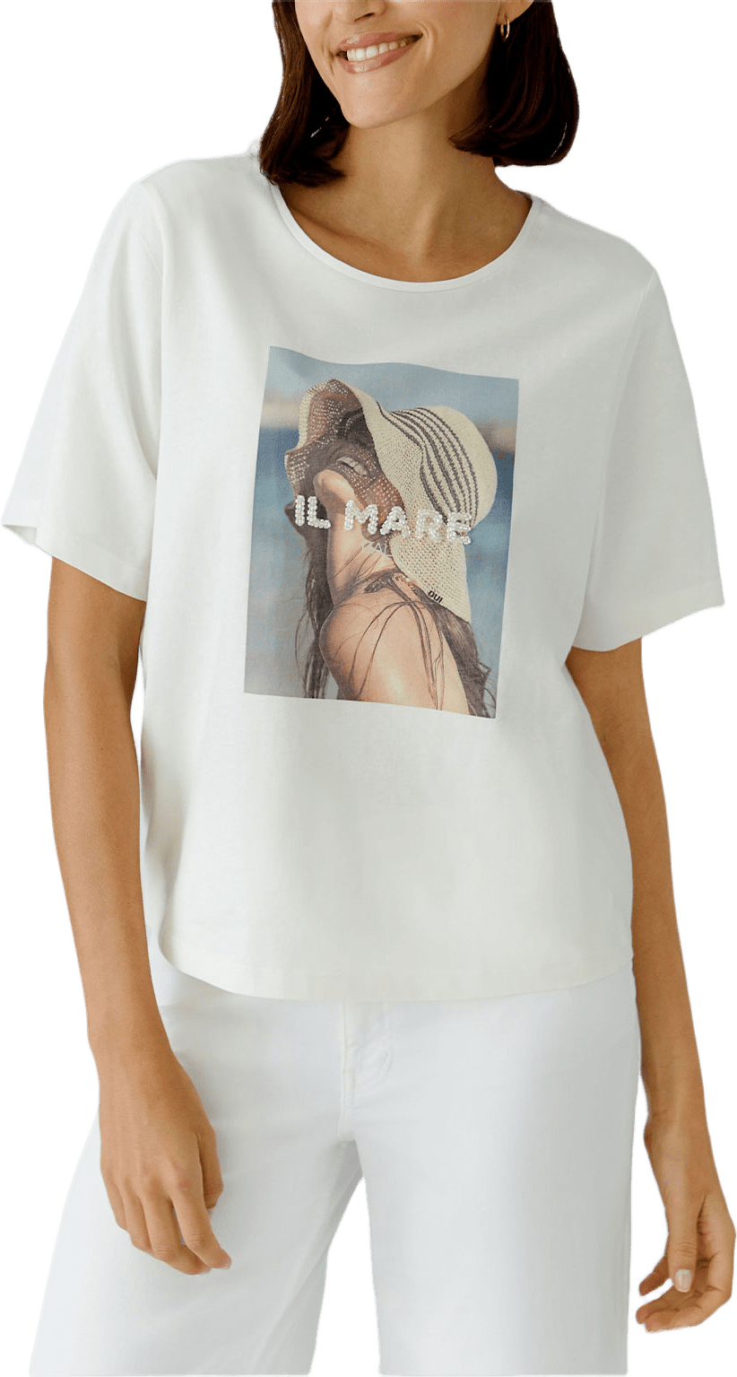 Capsule T-Shirt, från Oui, i färgen Cloud Dancer.