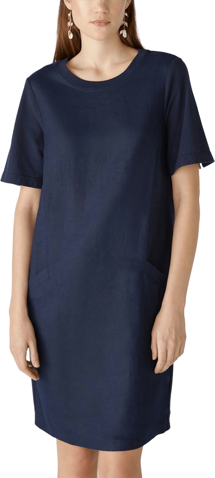 Klänning linne, från Oui, i färgen Dk.blue.