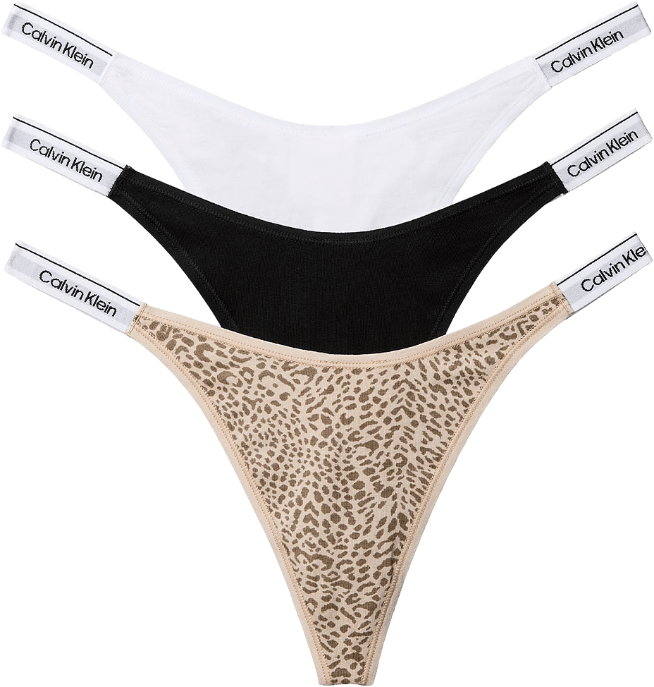 3-Pack Icon Logo Dipped Thongs, från Calvin Klein, i färgen Black/ Classic White/ Animal Mirror.