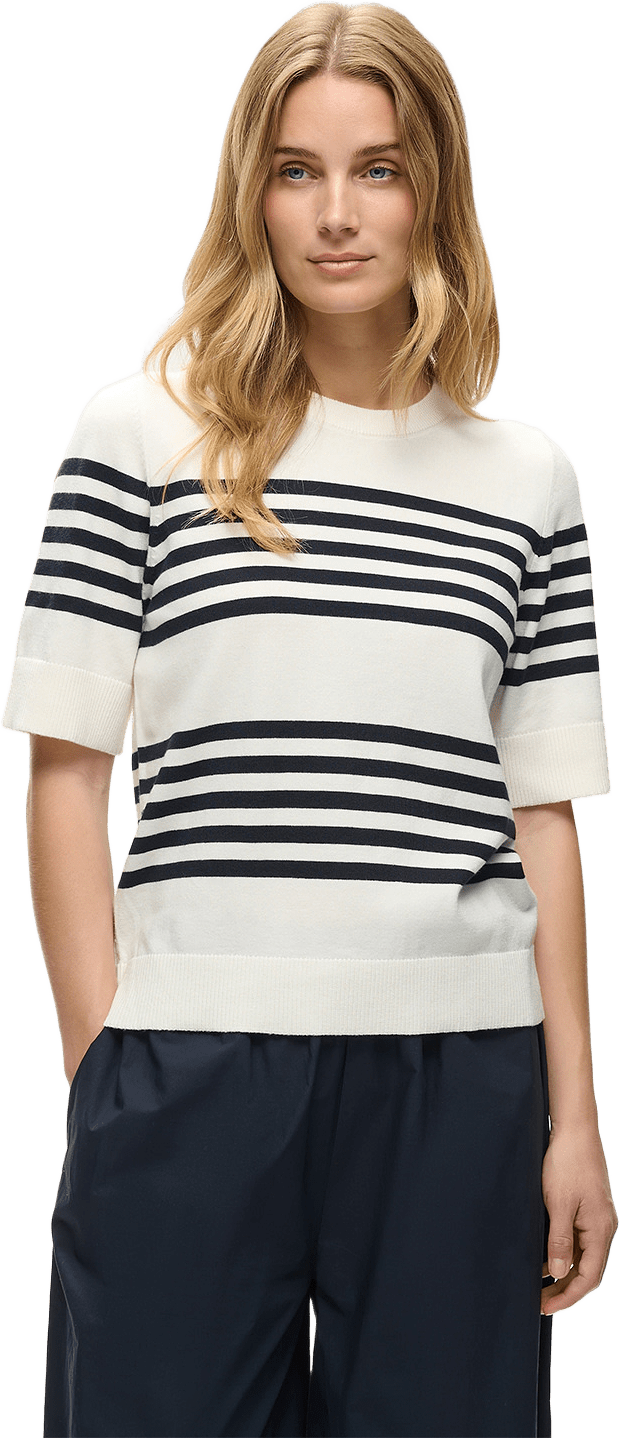 DzanaPW Pullover, från Part Two, i färgen Whisper White Block Stripe.