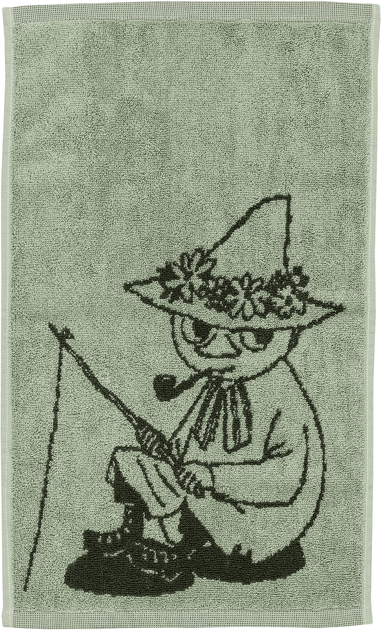 Mumin handduk 30x50 Snusmumriken grön GOTS, från Arabia, i färgen Grön.