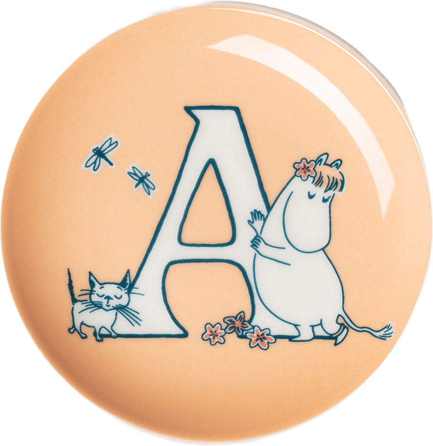 Mumin mini tallrik 10,5cm A, från Arabia, i färgen Korall.