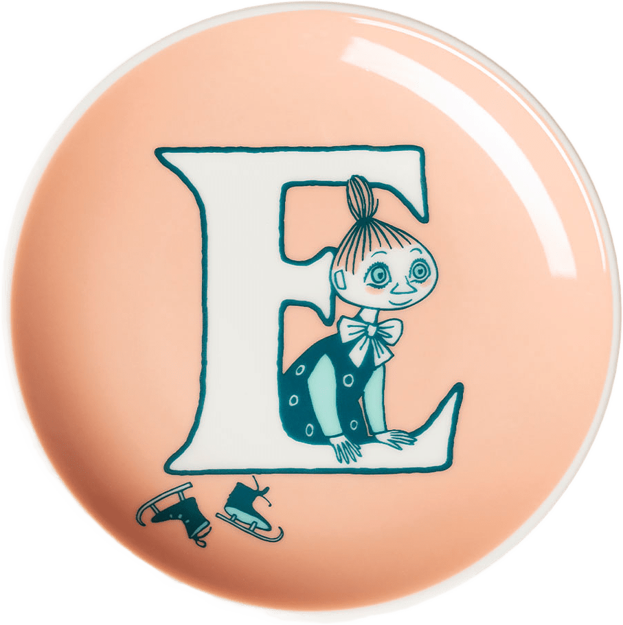 Mumin mini tallrik 10,5cm E, från Arabia, i färgen Korall.