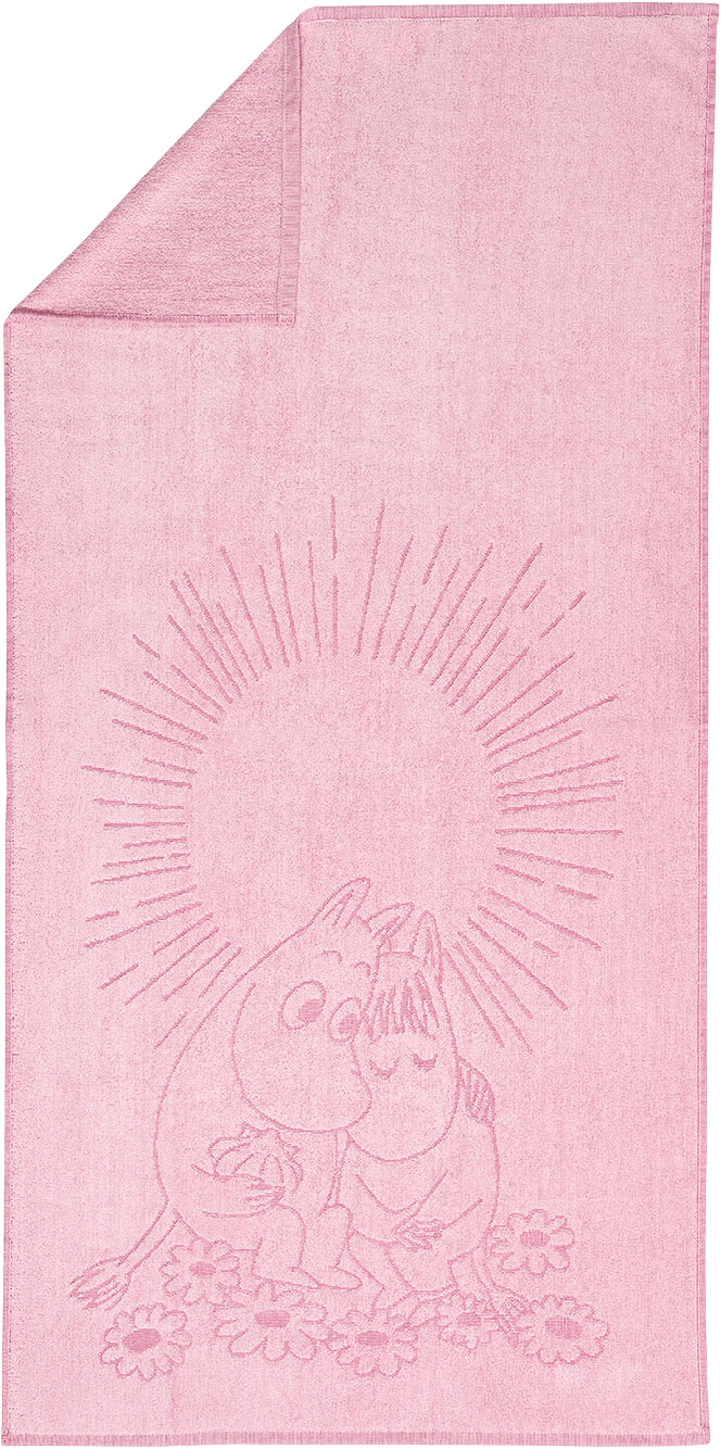 Mumin badhand.70x140 Förälskade rosa GOTS, från Arabia, i färgen Rosa.