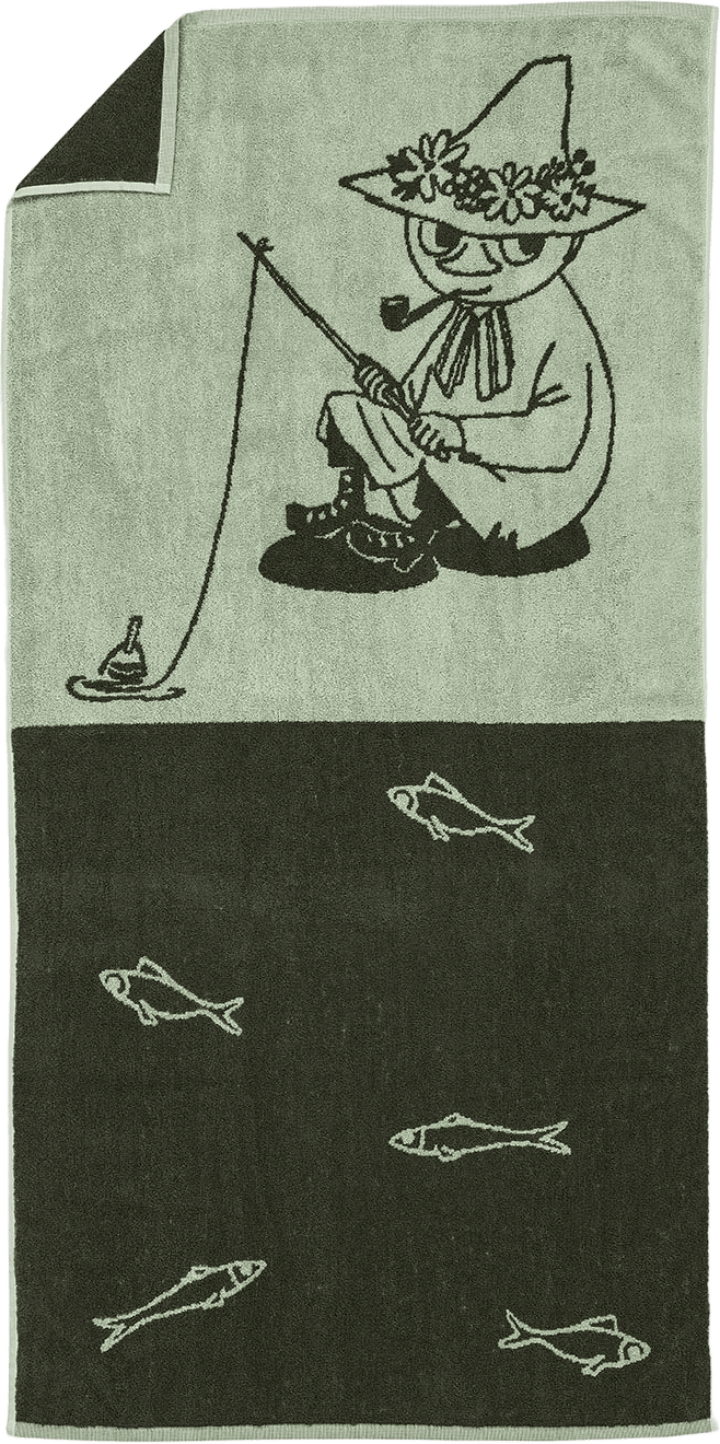 Mumin badhand.70x140 Snusmumriken grön GOTS, från Arabia, i färgen Grön.