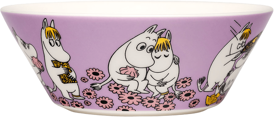 Mumin skål 15cm Förälskade, från Arabia, i färgen Lila.