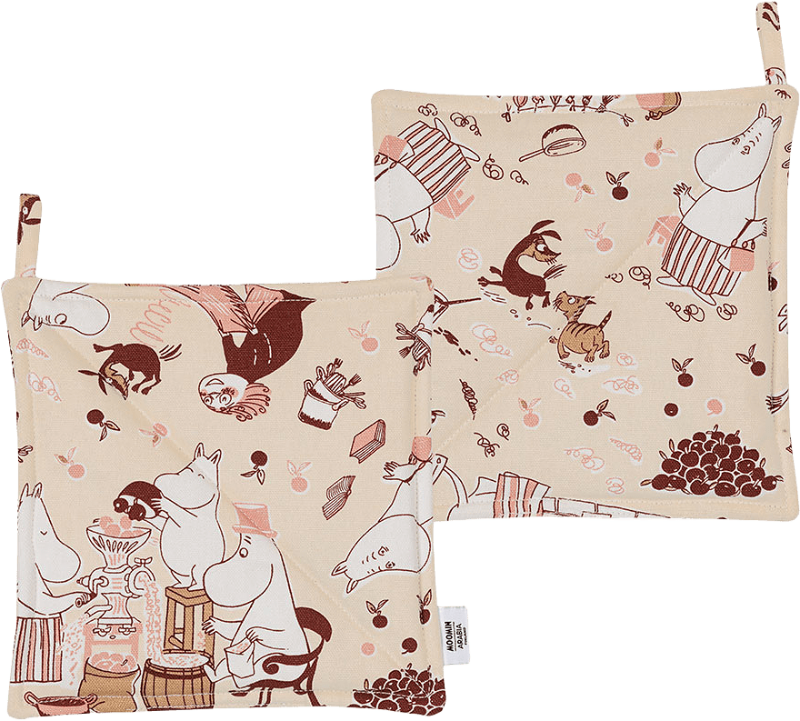 Mumin grytlappar st 22x22cm Hemmaglädje, från Arabia, i färgen Flerfärgad.