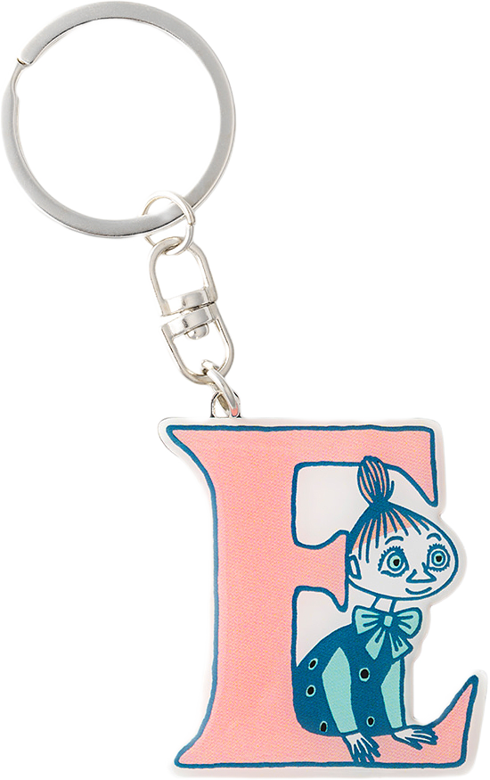 Mumin nyckelring Alfabet E, från Arabia, i färgen Rosa.