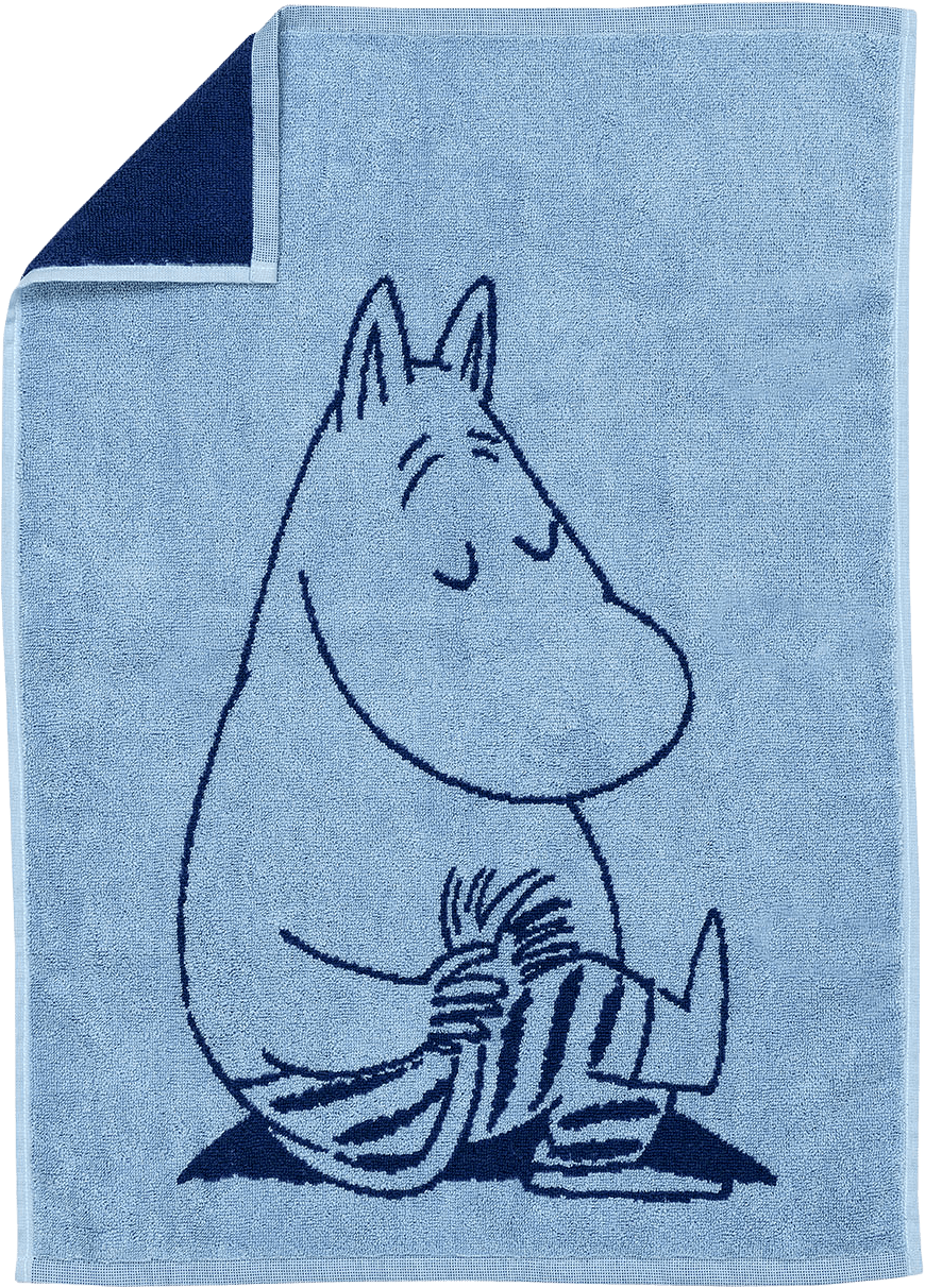 Mumin handduk 50x70 Mumintrollet marinblå GOTS, från Arabia, i färgen Blå.