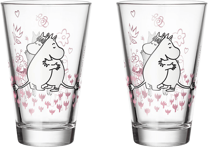Mumin glas 2st Kärlek 2st, från Arabia, i färgen Flerfärgad.