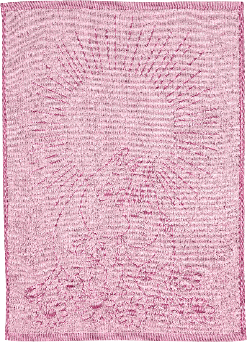 Mumin handduk 50x70 Förälskade GOTS, från Arabia, i färgen Rosa.
