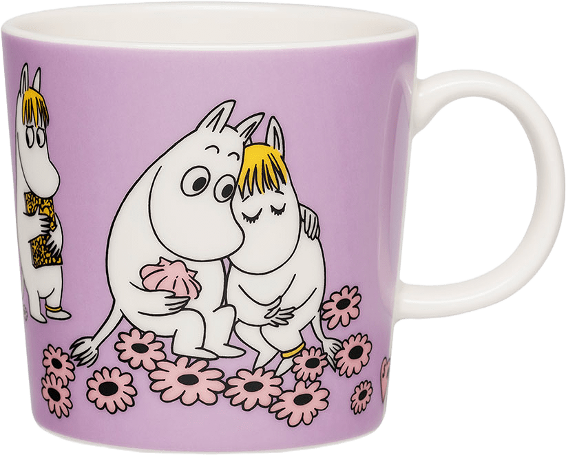 Mumin mugg 0,3L Förälskade, från Arabia, i färgen Lila.