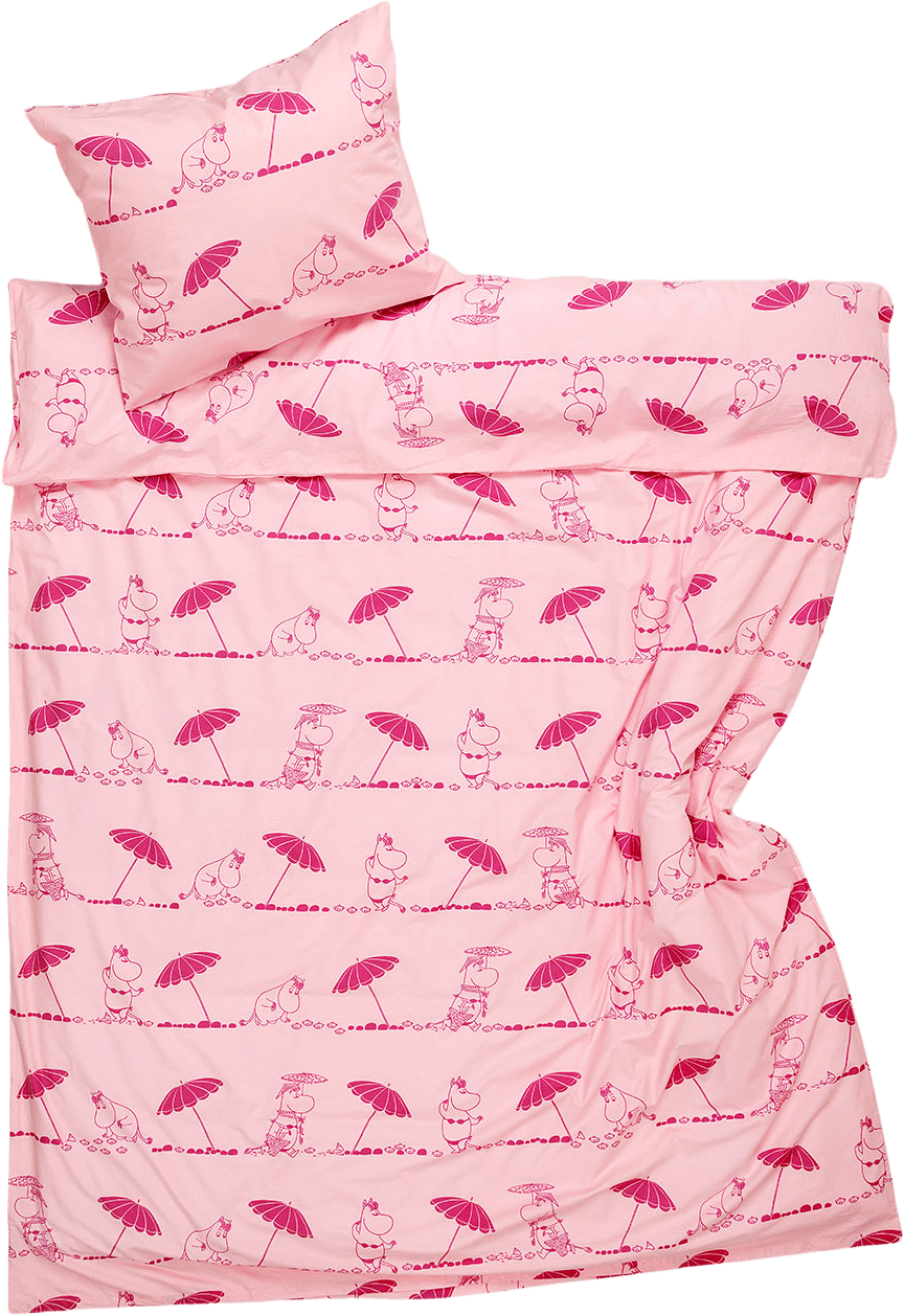 Mumin bäddset 150x210 Underbar GOTS, från Arabia, i färgen Rosa.