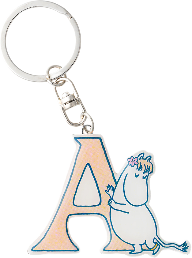 Mumin nyckelring Alfabet A, från Arabia, i färgen Orange.