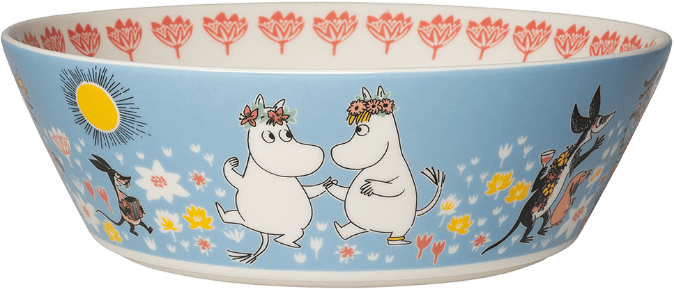 Mumin serv.skål 23cm Sommardans, från Arabia, i färgen Flerfärgad.