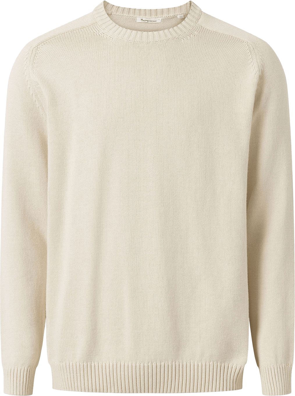 Plain Knitted Crew Neck - GOTS/Vegan, från Knowledge Cotton Apparel, i färgen 1228 Light Feather Gray.