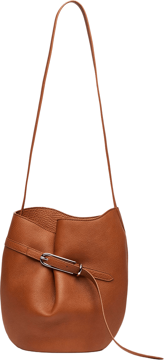 BELTED BUCKET BAG, från Liffner, i färgen Saddle Brown.