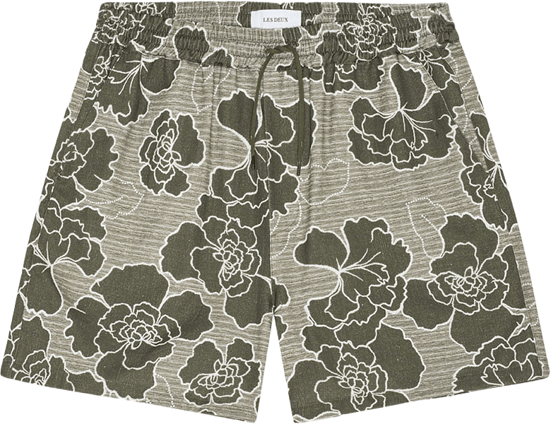 Charlie Poppy AOP Shorts, från LES DEUX, i färgen Olive Night Green.