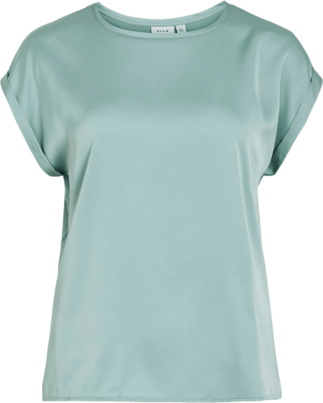 Viellette Kortärmad Satintopp, från Vila, i färgen Blue Surf.