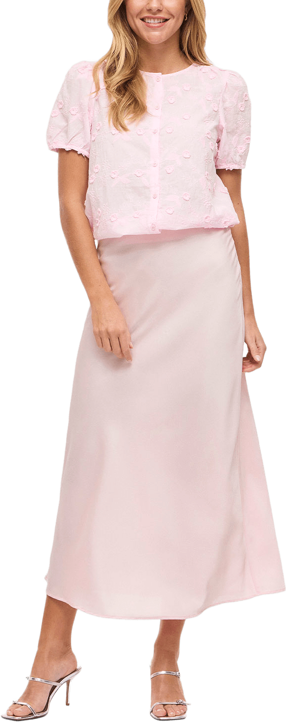 Viellette Hw Midi Skirt, från Vila, i färgen Cherry Blossom.