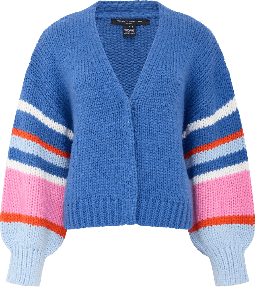 Monroe Colour Striped Sleeve Cardigan, från French Connection, i färgen Azure Blue Multi.
