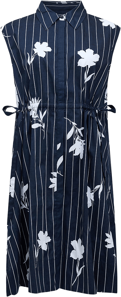 Cambria Cotton Sleeveless Drawstring Dress, från French Connection, i färgen New Navy/White.