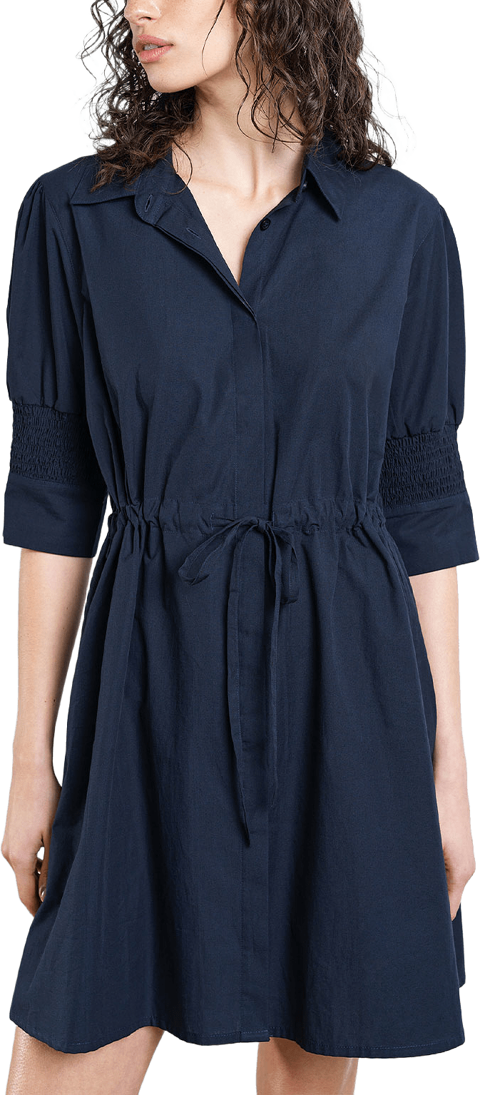 Cambria Cotton Cinched Waist Shirt Dress, från French Connection, i färgen New Navy.