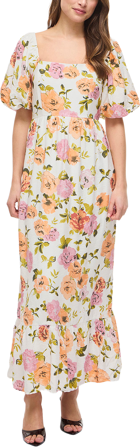 Viflola Square Neck Dress, från Vila, i färgen Snow White Flola.