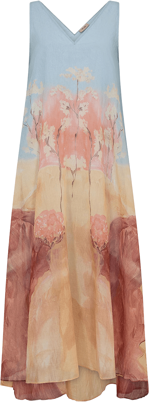 Nylo Landscape Dress, från Mos Mosh, i färgen Skyway.