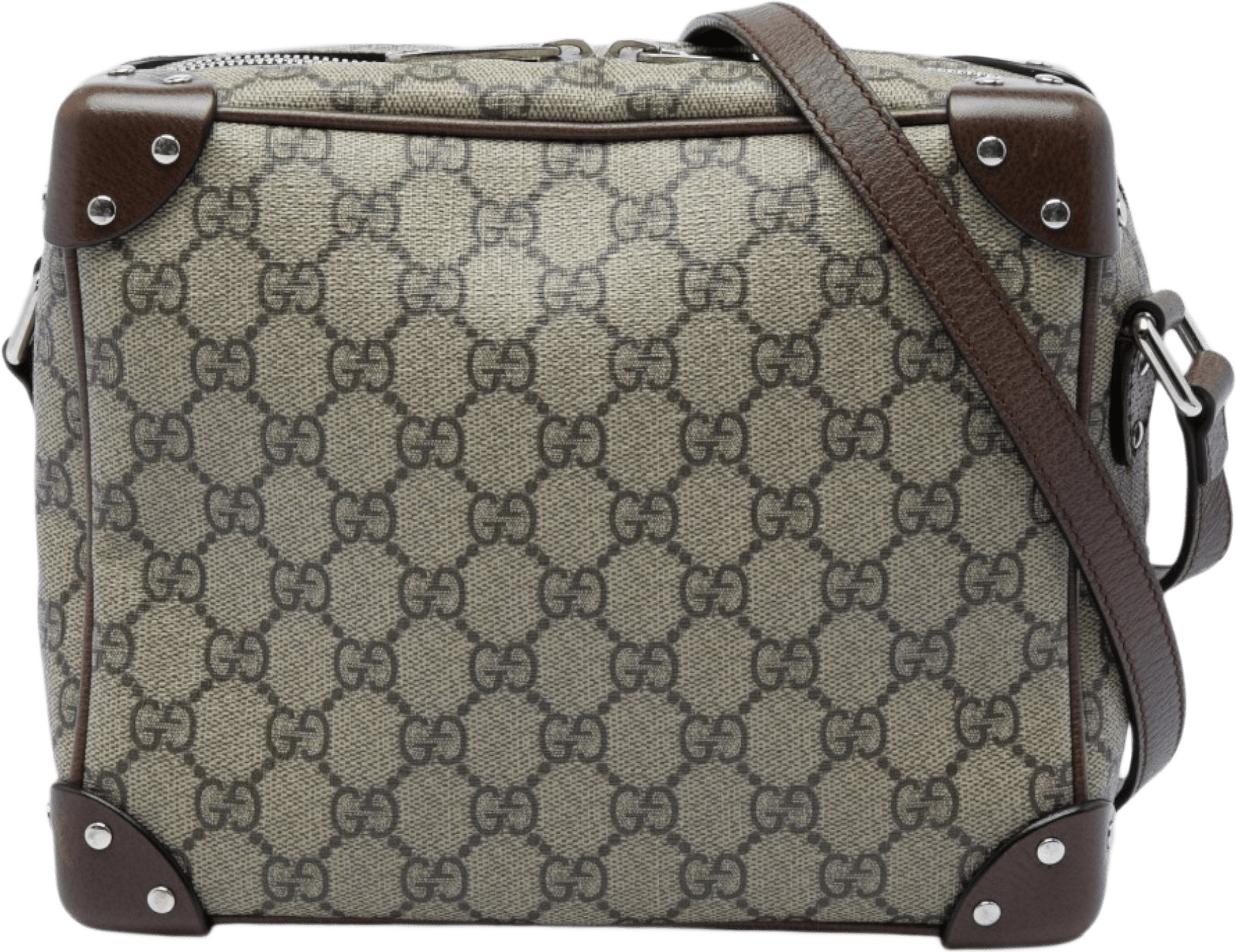 Gucci Gg Supreme Soft Trunk Crossbody, från Luxclusif, i färgen beige.
