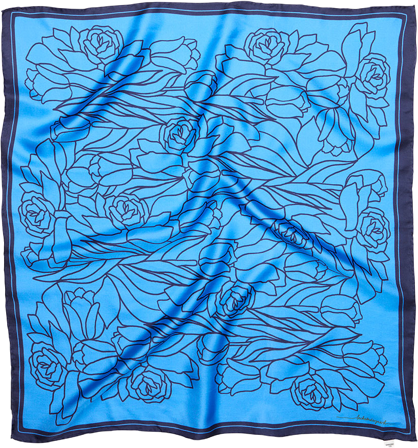 Stencia Tulip Sia Scarf, från Becksöndergaard, i färgen Azure Blue.
