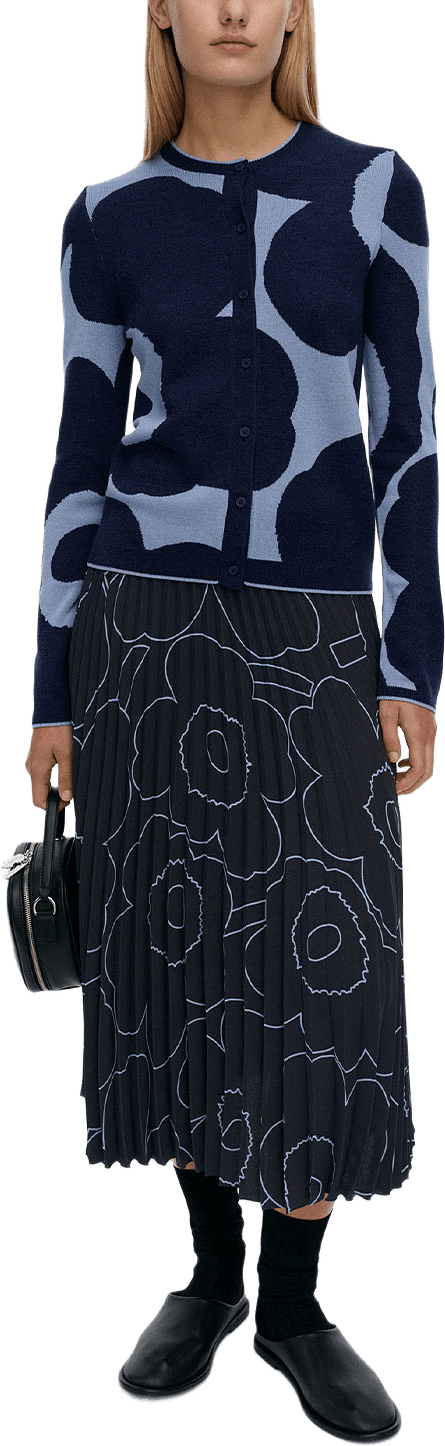 Harhautus Unikko Knit Cardigan, från Marimekko, i färgen Dark Blue, Blue.